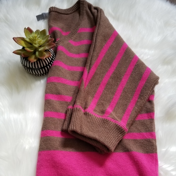 CUTE BROWN SWEATER WITH PINK STRIPES - Picture 3 of 7